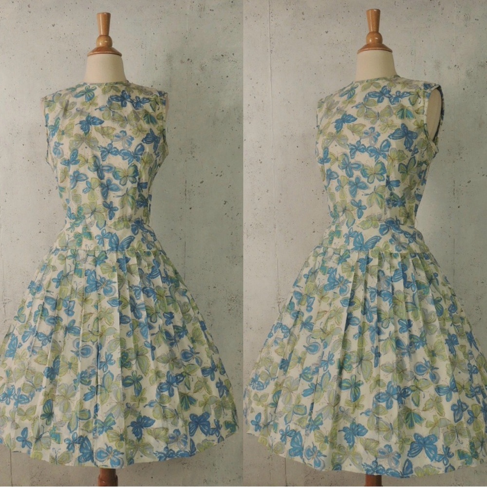 1950s vintage butterfly Sleeveless Dress